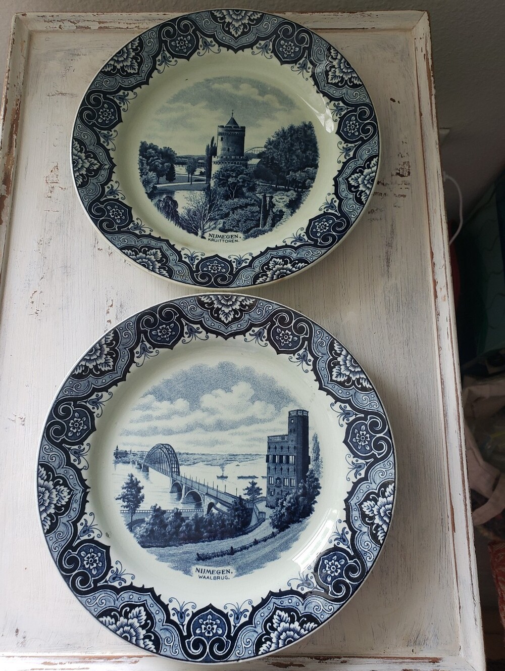 2 Vintage Holland Delft Blue Souvenir Plates Set of 2 - Nijmegen Landmarks - Picture 2 of 12
